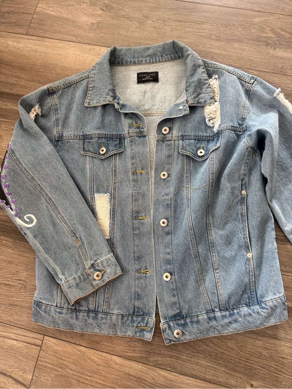 Custom Hand-Painted "Return to Self" Denim Jacket - Large - Picture 13 of 16